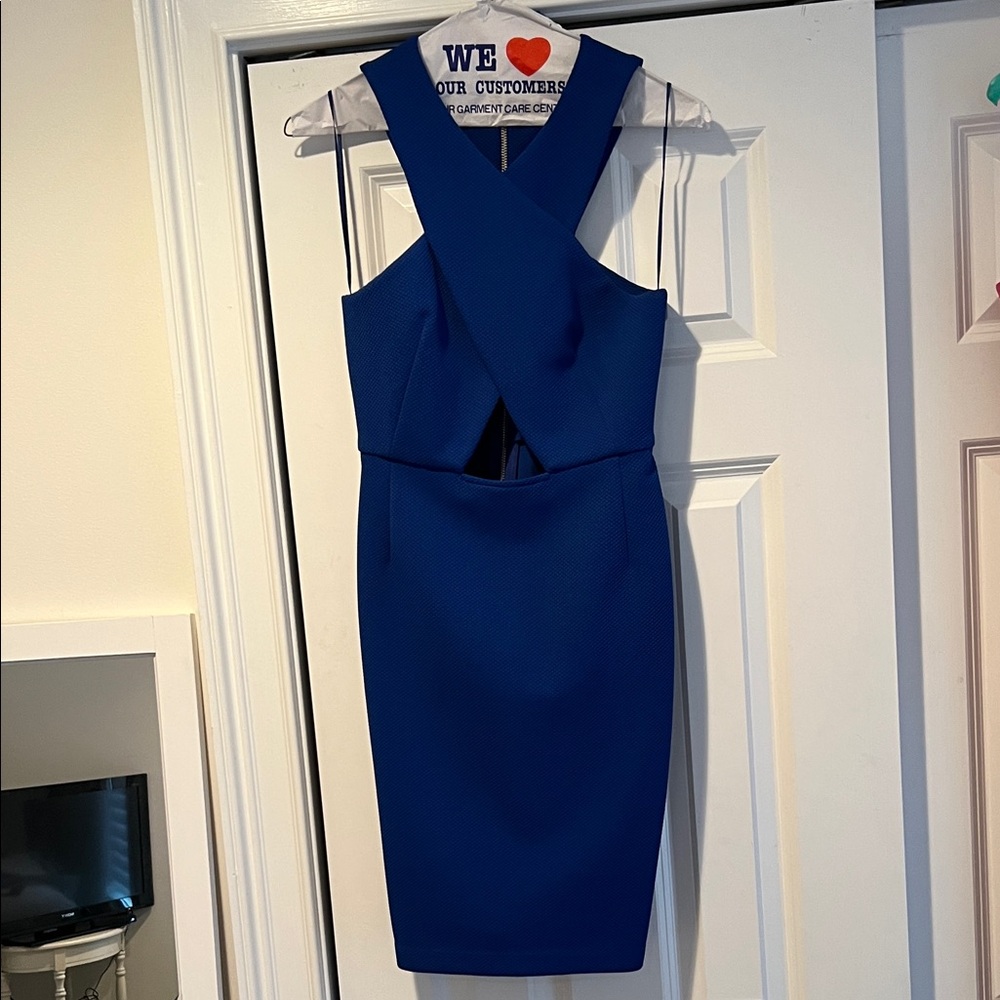 SO flattering! Blue Mini Dress